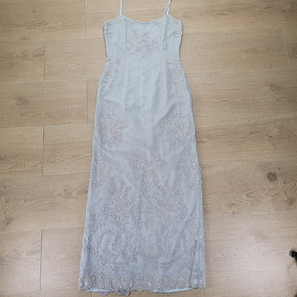 Elegant Beaded Ivory Slip Dress
